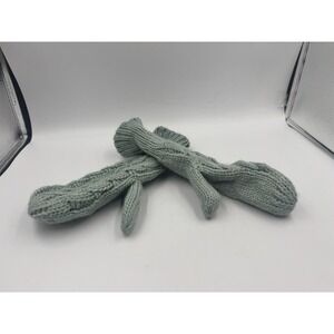 Handmade Light Blue Mittens Crocheted Gloves One Size Stylish